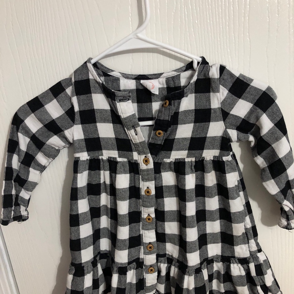 Girls Toddler Black and White Checkered Dress